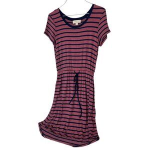 Olive & Oak Dress Striped Jersey Stretch Waist tie Small Summer Vacation